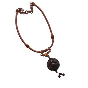 Chunky Eye Imported Necklace | Boho Hippie Engraved Stone | Choker Neck Jewelry